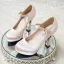 Vintage / Retro Champagne Wedding Shoes 2019 Buckle 11 cm Stiletto Heels Round Toe Wedding Pumps