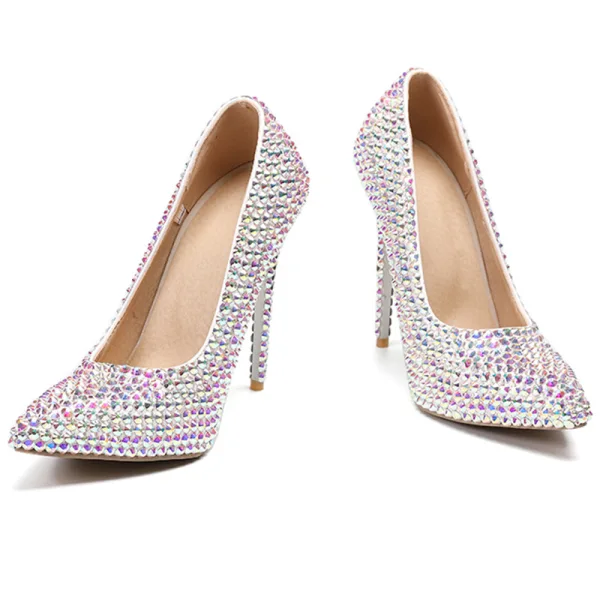 Charmant Multi-Kleuren Bruidsschoenen 2019 Rhinestone 11 cm Naaldhakken / Stiletto Spitse Neus Huwelijk Pumps