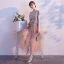 Modern / Fashion Champagne Evening Dresses  2019 A-Line / Princess Spaghetti Straps Lace Flower Sequins Tassel Sleeveless Ankle Length Formal Dresses