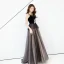 Chic / Belle Noire Robe De Soirée 2019 Princesse Bretelles Spaghetti En Dentelle Fleur Sans Manches Dos Nu Train De Balayage Robe De Ceremonie