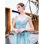 Chic / Beautiful Sky Blue Evening Dresses  2019 A-Line / Princess V-Neck Beading Pearl Sequins Lace Flower Sleeveless Backless Floor-Length / Long Formal Dresses