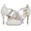 Elegant Ivory Satin Lace Wedding Shoes 2021 Bow 8 cm Stiletto Heels Pointed Toe Wedding High Heels