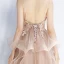 Chic / Belle Kaki Robe De Soirée 2019 Princesse Bretelles Spaghetti En Dentelle Fleur Sans Manches Dos Nu Volants en Cascade Longue Robe De Ceremonie