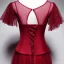 Chic / Belle Bordeaux Robe De Soirée 2019 Princesse Encolure Dégagée Manches Courtes Dos Nu Longue Robe De Ceremonie