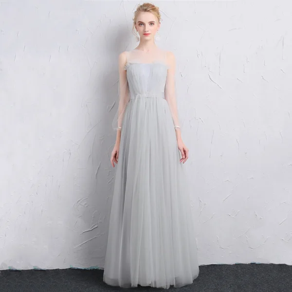 20s inspired bridesmaid dresses High-Waisted Chiffon High Slit Bridesmaid Dress with V-Neck and Elegant  Ruffles