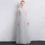 Modest / Simple Sky Blue Bridesmaid Dresses 2018 A-Line / Princess Shoulders Backless Short Sleeve Floor-Length / Long Wedding Party Dresses