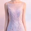 Chic / Belle Rougissant Rose Robe De Soirée 2019 Trompette / Sirène Encolure Dégagée Paillettes En Dentelle Fleur Sans Manches Train De Balayage Robe De Ceremonie