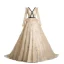 Élégant Beige Robe De Bal 2019 Princesse V-Cou En Dentelle Étoile Manches Longues Dos Nu Train De Balayage Robe De Ceremonie