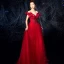 Charmant Bordeaux Robe De Soirée 2019 Princesse De l'épaule Perlage Paillettes Cristal Appliques En Dentelle Fleur Manches Courtes Dos Nu Longue Robe De Ceremonie