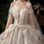 Luxe Champagne Robe De Mariée 2019 Robe Boule De l'épaule Perlage Paillettes Manches Courtes Dos Nu Royal Train