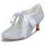 Schlicht Ivory / Creme Satin Spitze Brautschuhe 2021 Schleife 6 cm Stilettos Runde Zeh Hochzeit Pumps Hochhackige