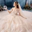 Charming Champagne Wedding Dresses 2019 Ball Gown Off-The-Shoulder Beading Lace Flower Sleeveless Backless Royal Train