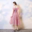 Chic / Belle Rose Bonbon de retour Robe De Graduation 2019 Princesse De l'épaule Paillettes Manches Courtes Dos Nu Thé Longueur Robe De Ceremonie