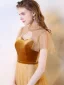 Chic / Beautiful Gold Evening Dresses  2019 A-Line / Princess Suede Scoop Neck Beading Sequins Short Sleeve Floor-Length / Long Formal Dresses