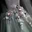 Élégant Gris Robe De Bal 2019 Princesse Encolure Dégagée Paillettes En Dentelle Fleur Manches Longues Dos Nu Longue Robe De Ceremonie