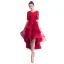 Charming Burgundy Party Dresses 2019 A-Line / Princess Scoop Neck 1/2 Sleeves Lace Flower Asymmetrical Formal Dresses