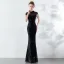 Classy Burgundy Evening Dresses  2019 Trumpet / Mermaid Scoop Neck Beading Tassel Sequins Short Sleeve Floor-Length / Long Formal Dresses