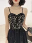 Modern / Fashion Black Gold Evening Dresses  2019 A-Line / Princess Spaghetti Straps Sequins Sleeveless Backless Floor-Length / Long Formal Dresses