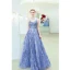 Chic / Beautiful Ocean Blue Evening Dresses  2019 A-Line / Princess Spaghetti Straps Beading Crystal Lace Flower Sleeveless Backless Floor-Length / Long Formal Dresses