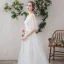 Légère Blanche Robe De Mariée 2019 Princesse Encolure Dégagée En Dentelle Fleur Appliques Manches Courtes Dos Nu Train De Balayage