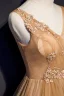 Chic / Beautiful Khaki Evening Dresses  2019 A-Line / Princess V-Neck Beading Sequins Lace Flower Sleeveless Backless Floor-Length / Long Formal Dresses