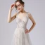 Modern / Fashion Ivory Wedding Dresses 2021 A-Line / Princess Beading Pearl Sequins Lace Flower Deep V-Neck Sleeveless Backless Sweep Train Wedding