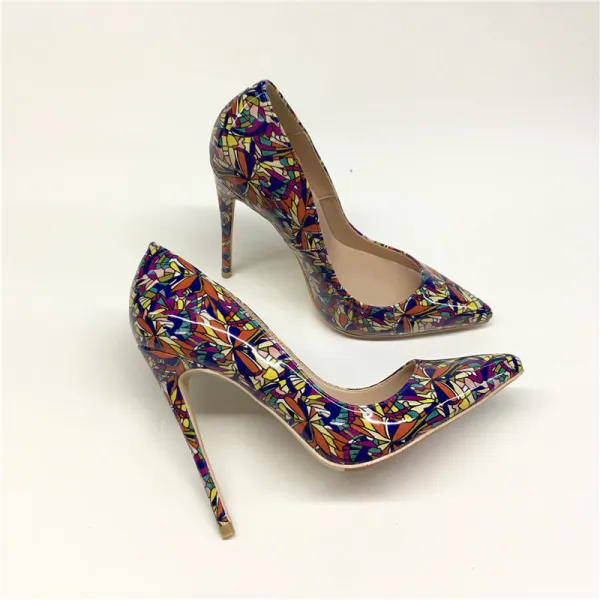 Mooie / Prachtige Multi-Kleuren Avond Pumps 2019 Lakleer Bloemen 12 cm Naaldhakken / Stiletto Spitse Neus Pumps