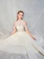 High-end Champagne Wedding Dresses 2019 Ball Gown High Neck Beading Sequins Crystal Lace Flower Sleeveless Backless Royal Train