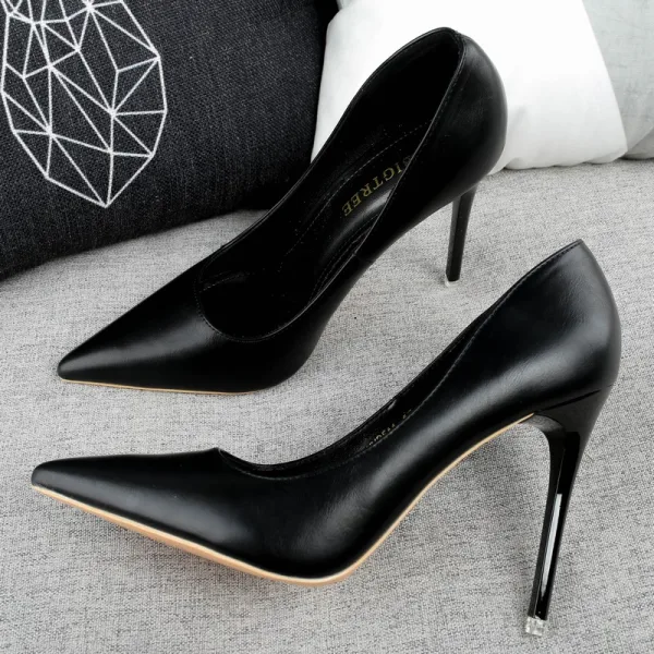 Schöne Rosa Abend Pumps 2019 Lackleder 10 cm Stilettos Spitzschuh Pumps