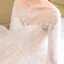 Élégant Champagne Robe De Mariée 2018 Robe Boule Appliques Volants en Cascade Encolure Dégagée 1/2 Manches Dos Nu Cathedral Train Mariage