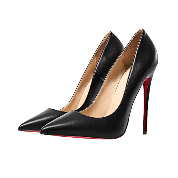 Chic / Belle Noire Soirée Escarpins 2019 Cuir 12 cm Talons Aiguilles À Bout Pointu Escarpins
