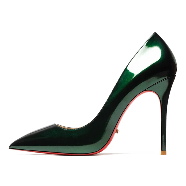 Chic / Belle Vert Foncé Soirée Escarpins 2019 Cuir Verni 12 cm Talons Aiguilles À Bout Pointu Escarpins