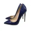 Classy Royal Blue Casual Pumps 2019 Leather Snakeskin Print 12 cm Stiletto Heels Pointed Toe Pumps