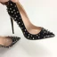 Unique Noire Soirée Escarpins 2019 Rivet 12 cm Talons Aiguilles À Bout Pointu Escarpins