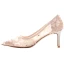 Charming Nude Wedding Shoes 2019 Lace Appliques Rhinestone 7 cm Stiletto Heels Pointed Toe Wedding Pumps