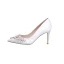 Charming Ivory Wedding Shoes 2019 Leather Satin Beading Pearl Rhinestone 9 cm Stiletto Heels Pointed Toe Wedding Pumps