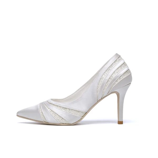 Chic Ivoire Soirée Escarpins 2019 Cuir 8 cm Talons Aiguilles À Bout Pointu Escarpins