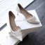 Mode Aprikos / Beige Casual Damskor 2019 Läder 7 cm Stilettklackar Spetsiga Högklackade