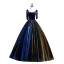 Elegante Königliches Blau Gold Ballkleider 2019 A Linie Spaghettiträger Wildleder Spitze Star Ärmellos Rückenfreies Lange Festliche Kleider