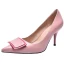Lovely Blushing Pink Casual Pumps 2019 Leather Buckle 8 cm Stiletto Heels Pointed Toe Pumps