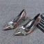 Stylowe / Modne Srebrny Wieczorowe Czółenka 2019 Skórzany Rhinestone Kokarda 6 cm Szpilki Szpiczaste Czółenka