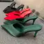 Modest / Simple Dark Green Casual Womens Sandals 2019 Leather 7 cm Stiletto Heels Pointed Toe Sandals