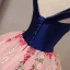 Chic / Belle Rose Bonbon Robe De Bal 2018 Robe Boule Appliques Perlage Cristal V-Cou Dos Nu Sans Manches Longue Robe De Ceremonie