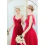 Chic / Belle Rouge Robe De Soirée 2020 Princesse Bretelles Spaghetti Perlage En Dentelle Fleur Sans Manches Dos Nu Train De Balayage Robe De Ceremonie