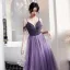 Charmant Lilas Robe De Soirée 2020 Princesse Bretelles Spaghetti Perlage Cristal Gland Sans Manches Dos Nu Longue Robe De Ceremonie