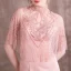 Luxury / Gorgeous Pearl Pink Evening Dresses  2018 Trumpet / Mermaid Beading Crystal Rhinestone Pearl High Neck Backless Short Sleeve Sweep Train Formal Dresses