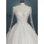 Luxury / Gorgeous Ivory Wedding Dresses 2019 A-Line / Princess Scoop Neck Beading Lace Flower Appliques Crystal Pearl Long Sleeve Backless Royal Train