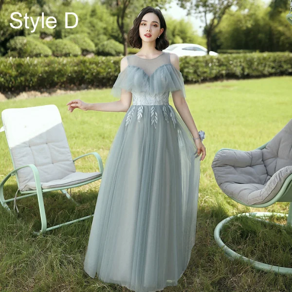 Modest / Simple Sage Green Embroidered Bridesmaid Dresses 2021 A-Line / Princess V-Neck Short Sleeve Backless Floor-Length / Long Wedding Party Dresses