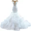 Vintage High End Ivory / Creme Brautkleider / Hochzeitskleider 2021 Meerjungfrau Rundhalsausschnitt Perlenstickerei Perle Pailletten Ärmel Fallende Rüsche Kapelle-Schleppe Hochzeit
