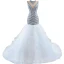 High-end White Glitter Wedding Dresses 2021 Trumpet / Mermaid Scoop Neck Beading Crystal Sequins Sleeveless Chapel Train Wedding